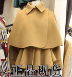 2016秋冬新款女韩版长袖短款蝙蝠型斗篷+连衣裙两件套毛呢短外套