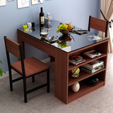 多功能小户型创意2两人餐桌椅组合现代简约钢化玻璃饭桌一桌两椅