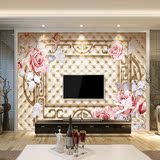 简约大型无缝客厅沙发电视背景墙壁纸 欧式3D软包花朵 壁画无纺布