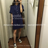 【Armario0o】韩国东大门代购 圆领短袖纯色气质连衣裙