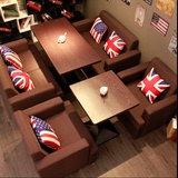 咖啡厅沙发组合 美式西餐厅桌椅 网咖酒吧布艺 奶茶馆甜品店卡座