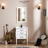 包物流复古镜柜做旧欧式美式田园台上盆浴室柜地中海浴室柜M