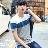 大学生夏季男T恤 韩版男士短袖T恤圆领流行男装时尚青春半袖上衣