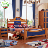 儿童床全实木床1.2米美式单人床女孩男孩1.5米套房家具储物橡木床