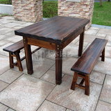 新款碳化实木户外休闲简约桌凳阳台庭院花园酒店饭馆木制桌椅组合