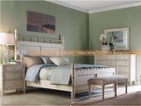 定制全实木竹子式双人床 美式复古白色家具 木质榫卯结构1.8m床