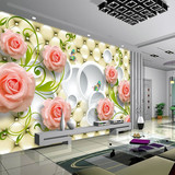 欧式3D立体软包玫瑰电视背景墙大型壁画温馨简约卧室客厅墙纸新品