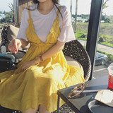 KIMYY-店主自留韩国16年夏季 连衣裙 两件套 荷叶边 吊带 T恤 女