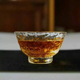 日本佐佐木进口 锤目纹 金边 水晶玻璃茶杯 耐热透明 六方品杯