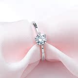 镀白金仿真钻石六爪戒指 女士戒指 食指尾戒 韩版时尚结婚戒指