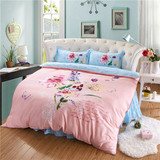 粉色花朵圆床四件套纯棉卡通儿童圆床裙2米2.2米大圆床床单圆床笠