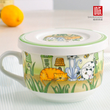陶瓷泡面碗微波炉专用大碗带盖大号韩式创意碗汤碗饭碗陶瓷碗包邮