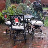 室外露台阳台铸铝高脚餐桌椅  欧式花园庭院铝制休闲桌椅 白色古