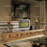 欧式电视柜法式实木雕花电视机柜客厅奢华金色地柜矮柜落地储物柜