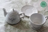 孤品特价外贸陶瓷餐具出口英国欧式做旧天使下午茶咖啡壶咖啡杯