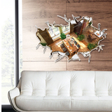 家庭装饰仿3D立体贴纸客厅卧室墙壁贴饰壁画沙发背景地板瓷砖贴画