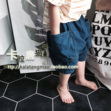 韩国童装代购国内部分现货男童帅气大兜大口袋超软舒适薄牛仔短裤