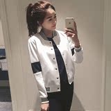 棒球服女气质潮外套女春秋韩版学生长袖黑白拼接短款百搭夹克开衫