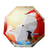原创特色晴雨伞两用折叠卡通动漫插画油画伞防晒防紫外线太阳伞