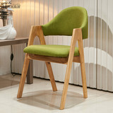 北欧时尚现代实木靠背椅仿古A字椅 咖啡厅布艺餐椅茶餐厅桌椅组合