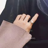 925纯银韩国复古重磅加厚粗链条8mm天然淡水珍珠食指开口指环戒指