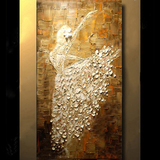 欧式高档手绘油画客厅玄关竖抽象装饰画有框挂画厚油无框画芭蕾舞