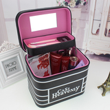 化妆包韩国收纳箱手提化妆箱 大容量双层硬收纳包专业洗漱包手包