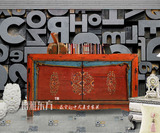 中式新古典家具红色复古实木玄关柜2门鞋柜装饰柜摆设柜陈设柜