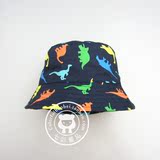 16夏季新出口外贸原单儿童太阳帽男童卡通小恐龙渔夫帽子盆帽遮阳
