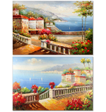 地中海风格风景海景油画布喷绘壁画画芯客厅宾馆会所装饰画心