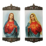 耶稣圣心圣母圣心组合  合金+写真圣像挂画 天主教小助手