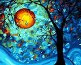 新品diy数字油画特价手绘客厅风景大幅抽象填色装饰画 梵高梦之树