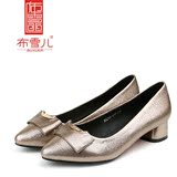 布雪儿老北京布鞋时尚女单鞋2016春新款中跟方跟尖头超舒适时装鞋