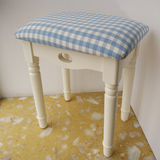 米仁 实木梳装凳 田园欧式餐凳 简约白色独凳 纯色软包凳化妆凳子