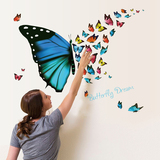 小保罗家居 创意墙贴画贴纸仿3d效果客厅卧室背景墙贴纸梦幻蝴蝶