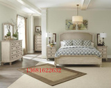 美式实木复古做旧床 1.5 1.8米双人床 简约法式美式乡村橡木床