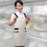 西餐厅蛋糕店女服务员挂脖长围裙咖啡水果店奶茶店工作服围裙包邮