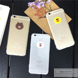 韩国line布朗熊苹果6手机壳5SE透明6splus软壳iphone6s保护套情侣
