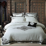 高端60s长绒棉刺绣纯棉四件套1.8米床上用品 被套床单全棉家纺4