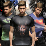 健身服男短袖速干弹力蝙蝠侠大战超人T恤UA跑步篮球PRO运动紧身衣