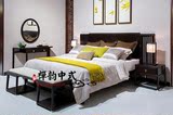 水曲柳新中式纯实木床现代简约双人床1.8米床禅意风格