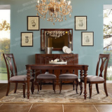 出口美式实木餐桌长桌子欧式仿古餐桌椅组合法式复古饭桌可定制