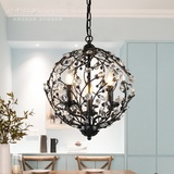 美式创意水晶吊灯 北欧球形艺术水晶灯 客厅餐厅卧室现代复古吊灯