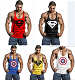 16夏 爆款男士超人健美服装 健身房运动训练深挖肌肉宽松男士背心