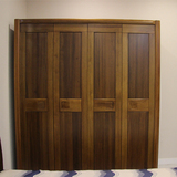 实木衣柜现代中式简约 胡桃木四门衣柜衣橱储物柜对开门收纳柜