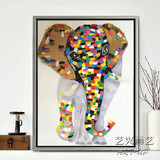 纯手绘厚油动物大象油画装饰画家居现代简约客厅壁画电箱挂画