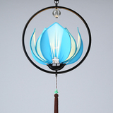 现代中式布艺吊灯 仿古中国风莲花吊灯荷花灯餐厅灯 创意个性过道