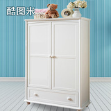 韩式儿童双门衣柜宜家小户型1米衣柜木质儿童衣橱简约白色储物柜