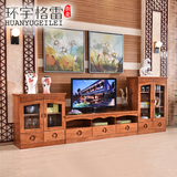 全实木酒柜组合柜电视柜 简约现代中式橡木地柜 大户型影视柜D01