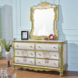 美式复古彩绘雕花梳妆台送镜子 化妆台 储物柜 时尚大气卧室家具